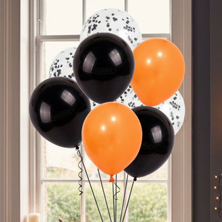 Black & Orange Halloween Confetti Balloon Mix - Pack of 26