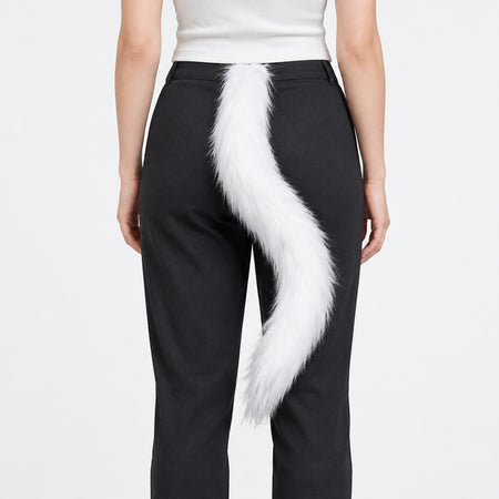 Furry Animal Tail - White - 50cm