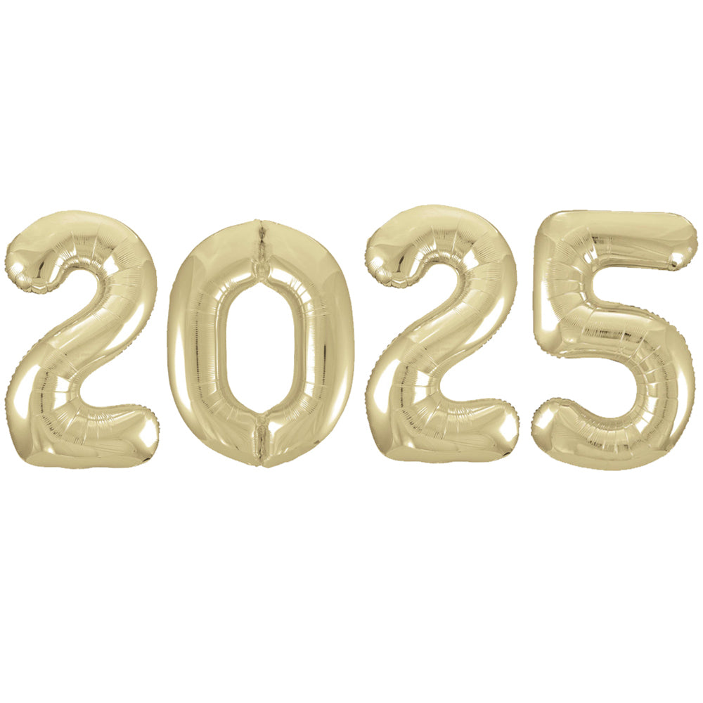 2025 Gold New Year Foil Number Balloons - 34"