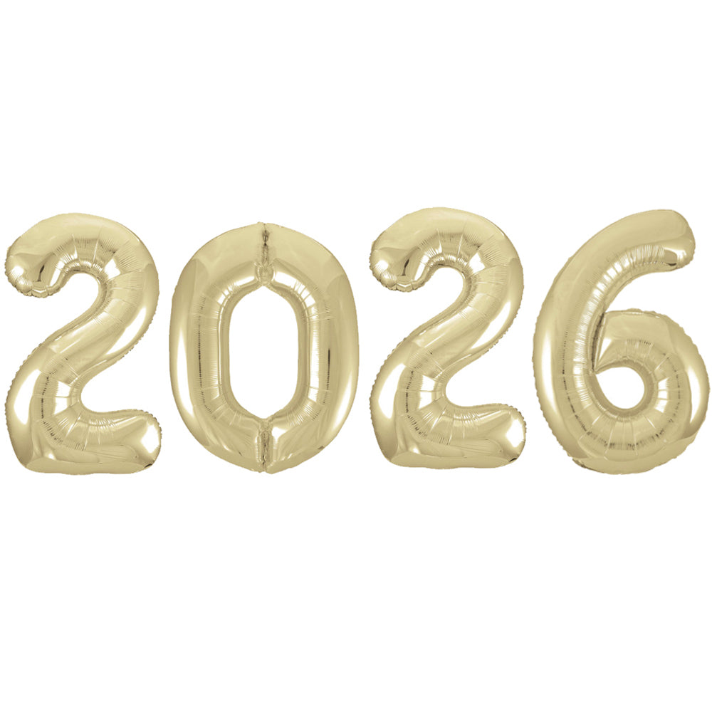 2026 Gold New Year Foil Number Balloons - 34"