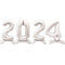 2024 Silver New Year Foil Standing Number Air Fill Balloons - 30