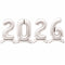 2026 Silver New Year Foil Standing Number Air Fill Balloons - 30