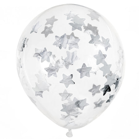 Silver Star Shaped Confetti Filled Balloons 11