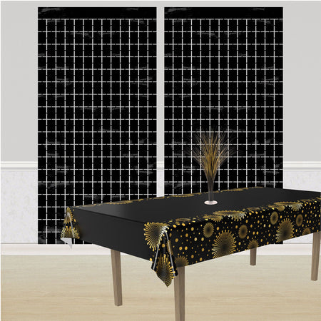 Black Metallic Square Party Backdrop - 97cm x 1.98m