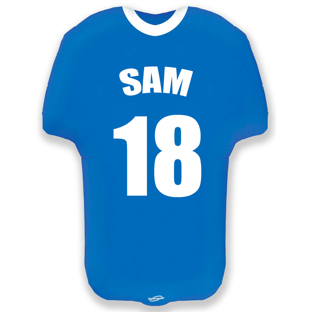 Personalised Inflated Blue Sports Shirt Foil Balloon in a Box - 24"