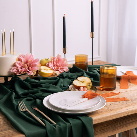 Bottle Green Chiffon Table Runner - 5m