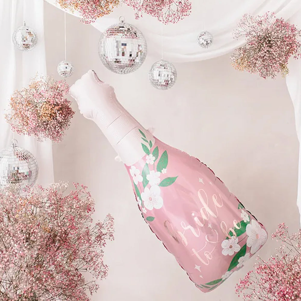 Bride To Be Floral Champagne Bottle Foil Balloon - 39"