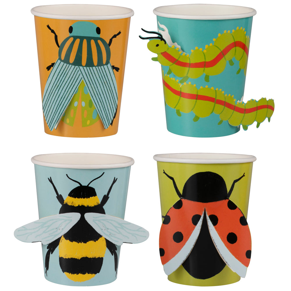 Bug Party Pop Out 3D Paper Cups - Pack of 8