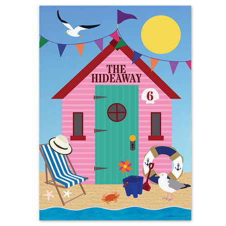 Beach Hut Seaside Scene Poster - A3