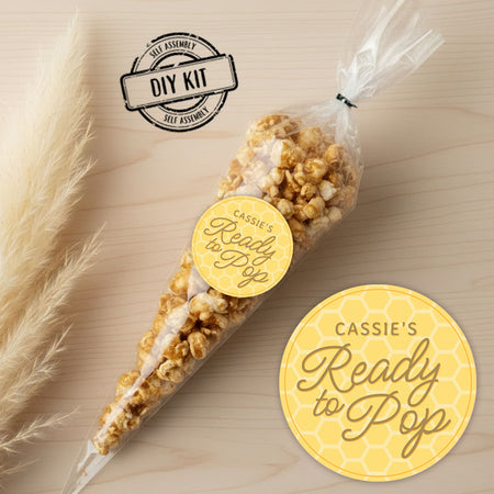 Personalised Bee Baby Shower Ready to Pop Popcorn Bag Kit - Pack of 15