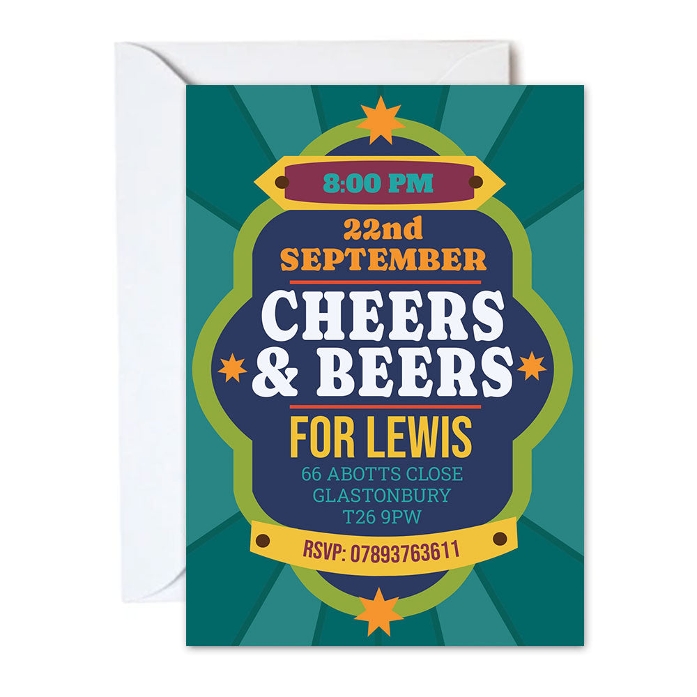 Personalised Beer Party Invites - Pack of 16