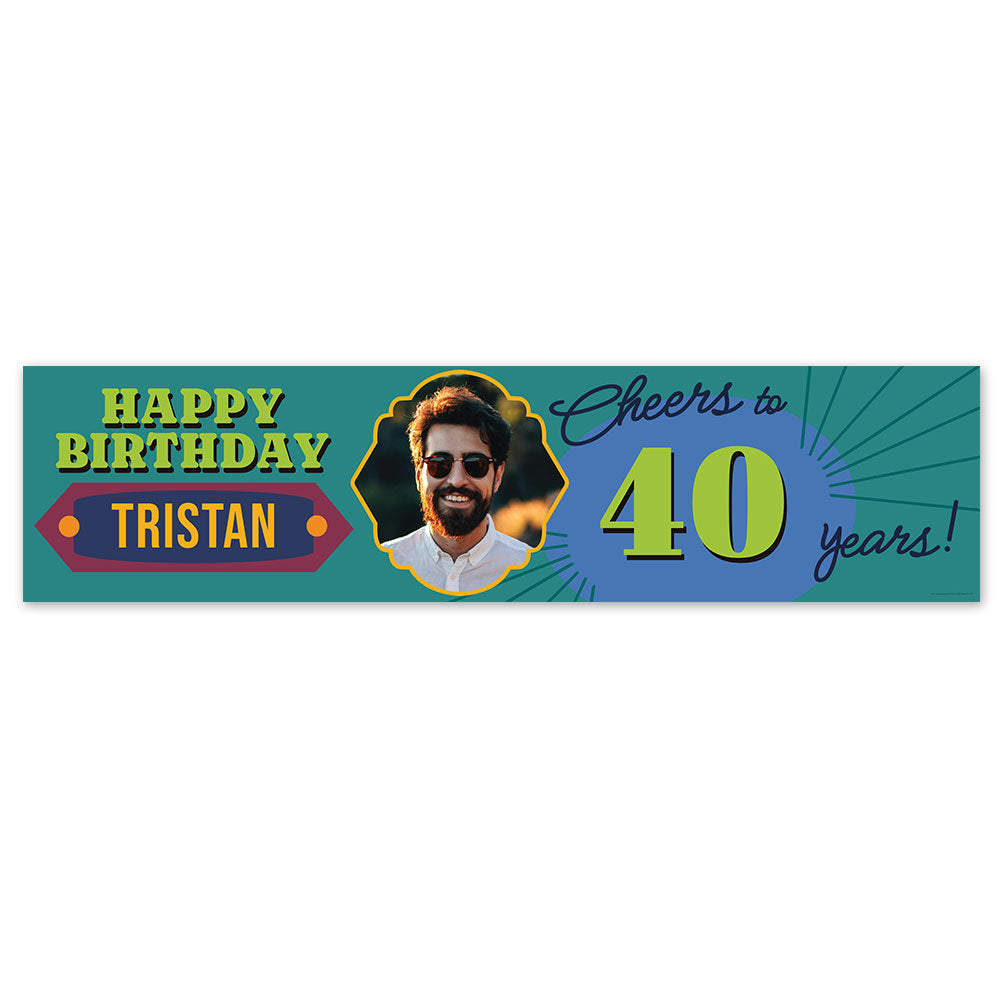 Personalised Milestone Age Photo Cheers Banner - 120cm x 30cm