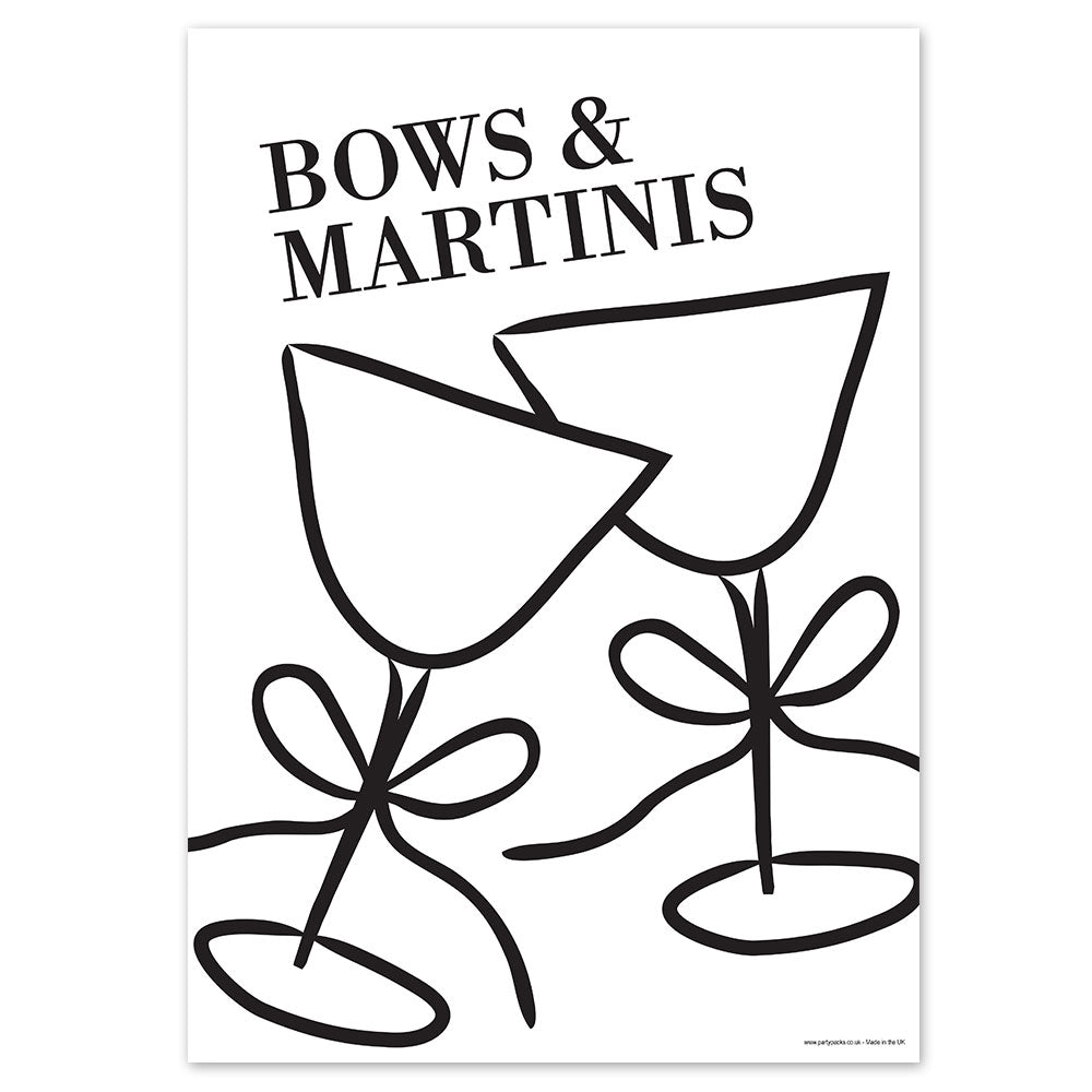 Birthday Bows and Martinis Poster - A3