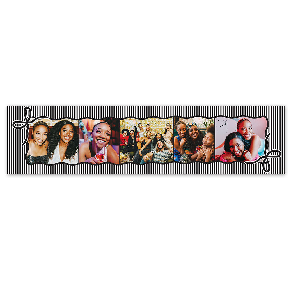 Black and White Bows Personalised Multi Photo Banner - 120cm x 30cm