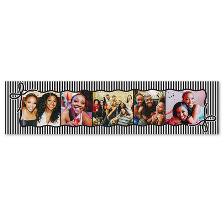Black and White Bows Personalised Multi Photo Banner - 120cm x 30cm
