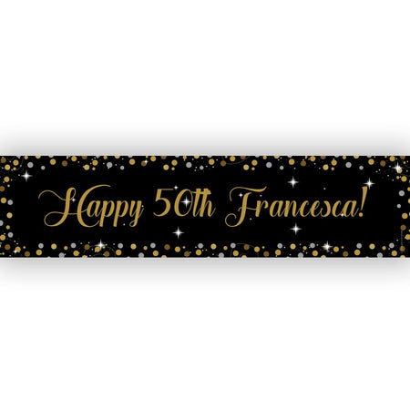 Birthday Sparkle Gold Personalised Banner - 1.2m