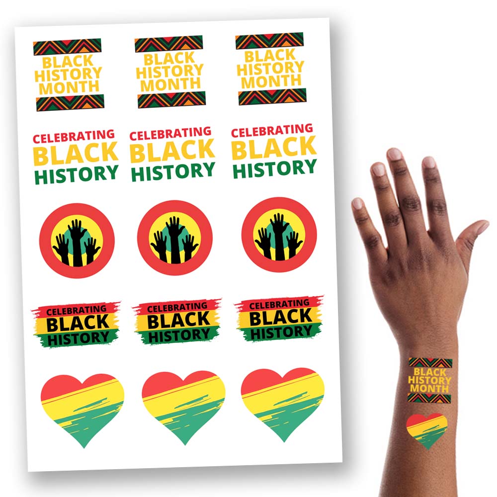 Celebrating Black History Month Temporary Tattoos - Pack of 15