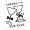 Cheers to the New Year Bows and Bowties Black and White Poster - A3