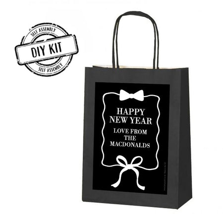 Personalised Black and White Bow Paper Party Bags - Pack of 12