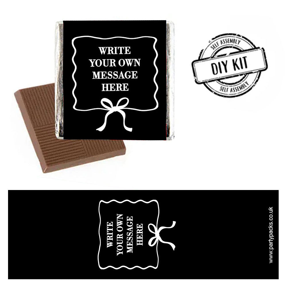 Personalised Black and White Bow Square Chocolates - Pack of 16