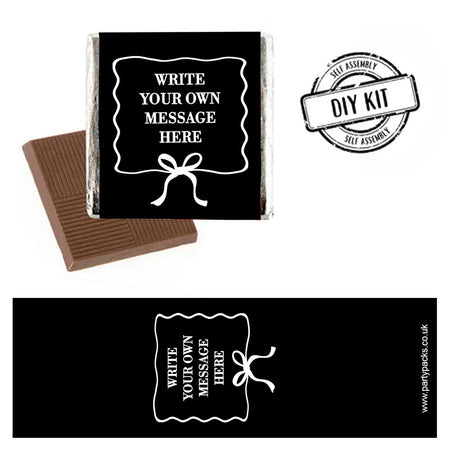 Personalised Black and White Bow Square Chocolates - Pack of 16