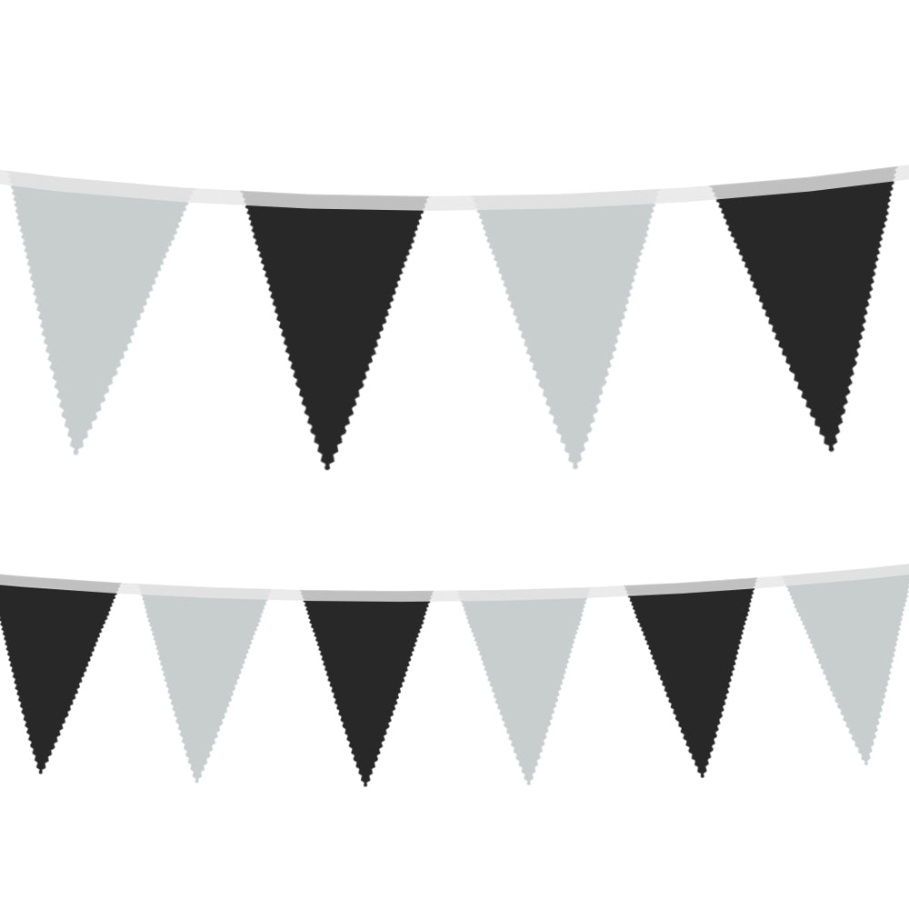 Black & Silver Fabric Bunting - 8m