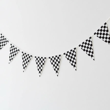 Black and White Checkered Flag Plastic Bunting - 3.66m