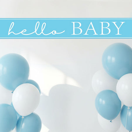 Blue Hello Baby Foil Banner - 2.7m