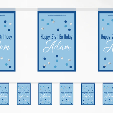 Blue Birthday Glitz Personalised Bunting - 3m
