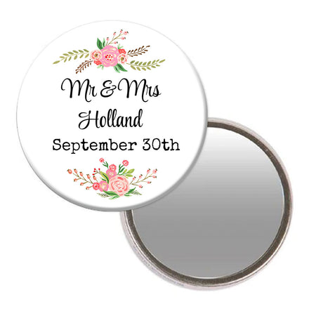 Personalised Pocket Mirror- Boho Flower Design