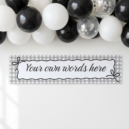 Personalised Monochrome Bow Banner - 120cm x 30cm