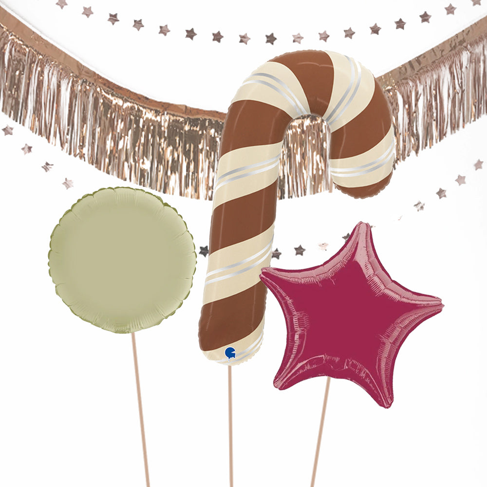 Inflated Brown Christmas Candy Cane Balloon Bundle in a Box