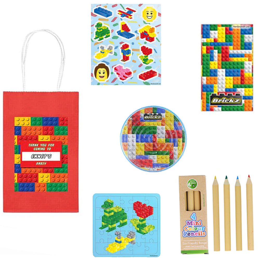 Building Blocks Personalised Party Bag - With Contents - Pack of 4
