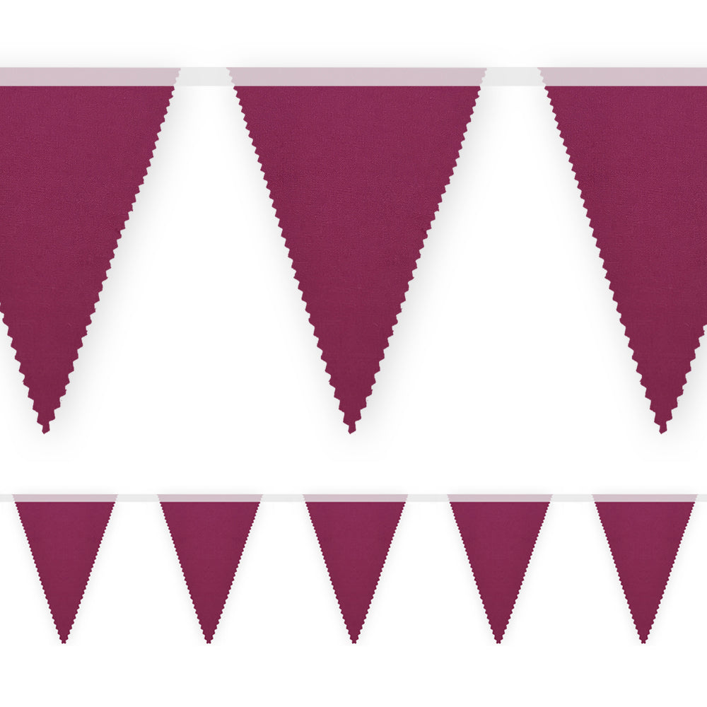 Burgundy Fabric Pennant Bunting - 24 Flags - 8m