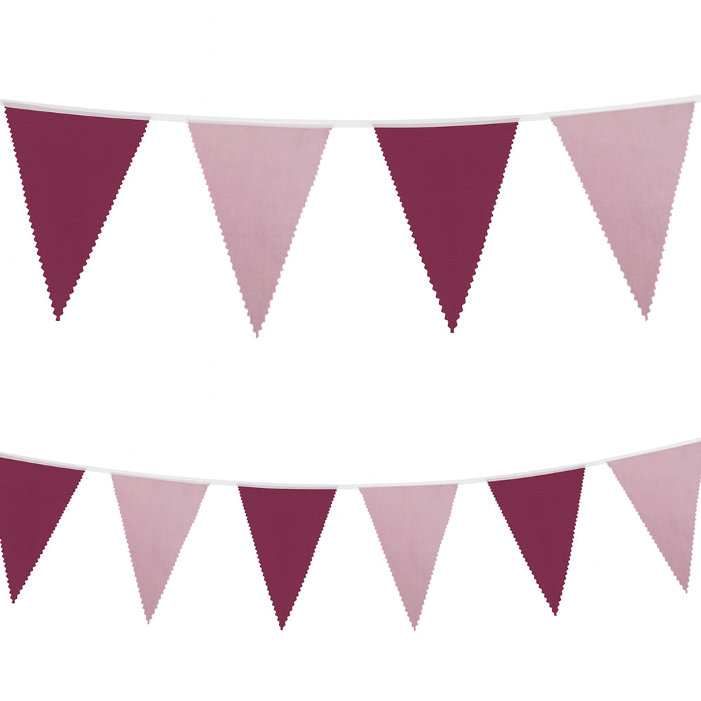 Burgundy & Dusky Pink Fabric Bunting - 8m