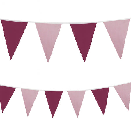Burgundy & Dusky Pink Fabric Bunting - 8m