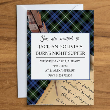 Burns Night Scroll Personalised Invitations - Pack of 16