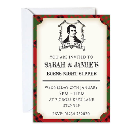 Burns Night Scottish Celebration Personalised Invitations - Pack of 16