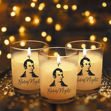 Burns Night Unscented Candle In Glass Holder - 6.5cm - Each