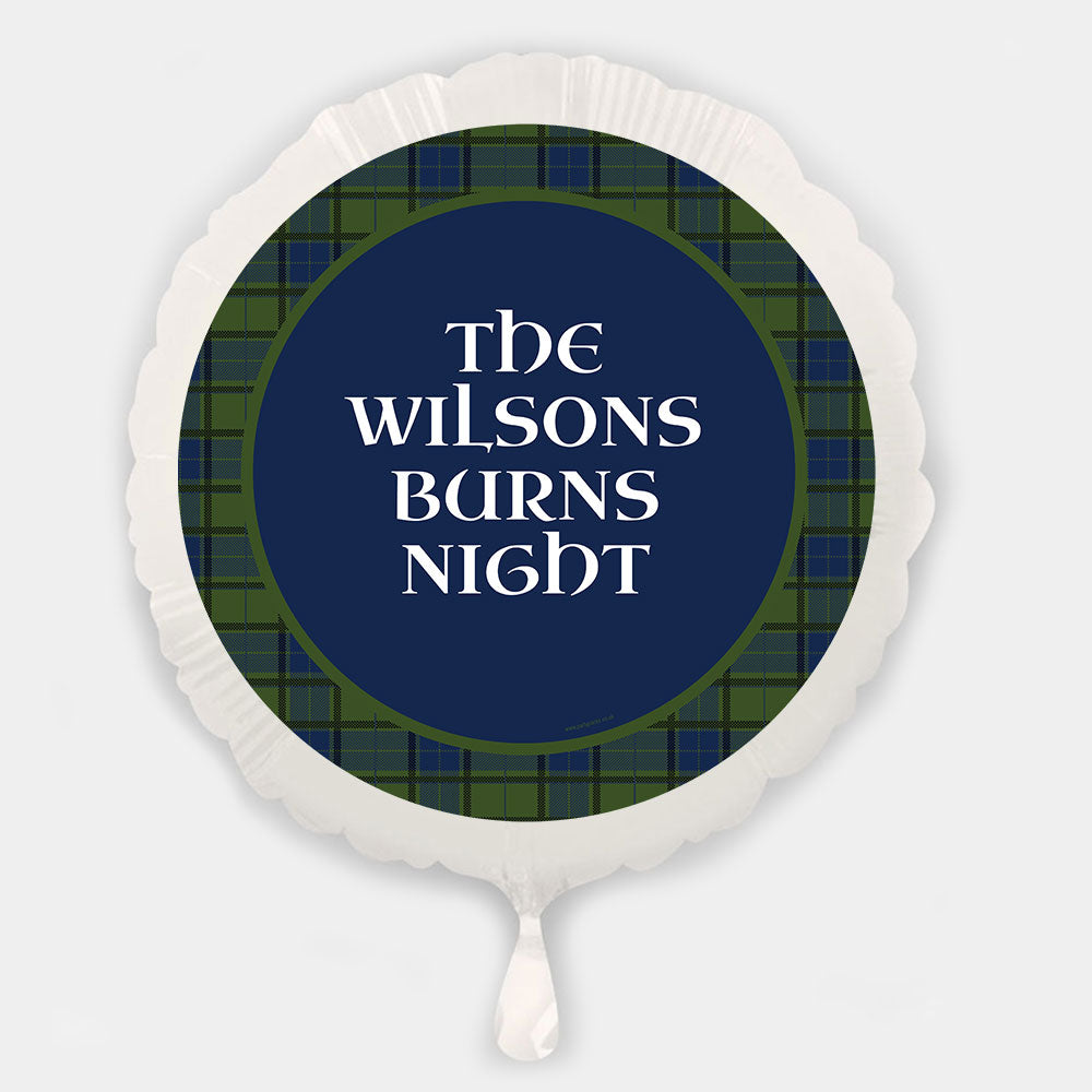 Personalised Burns Night Blue Green Tartan Balloon (Not Inflated)
