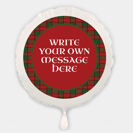 Personalised Red Green Tartan Balloon (Not Inflated)