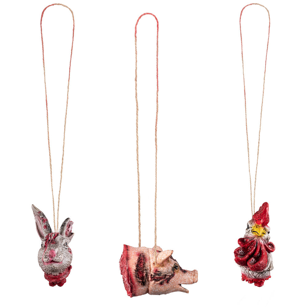 Chopped Animal Heads Hanging Props - 3 Assorted Designs - Each
