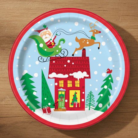 Colourful Santa Paper Plates - 23cm - Pack of 8