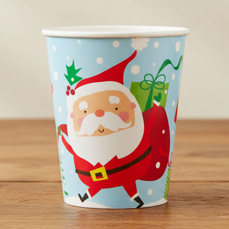 Colourful Santa Paper Cups - 255ml - Pack of 8