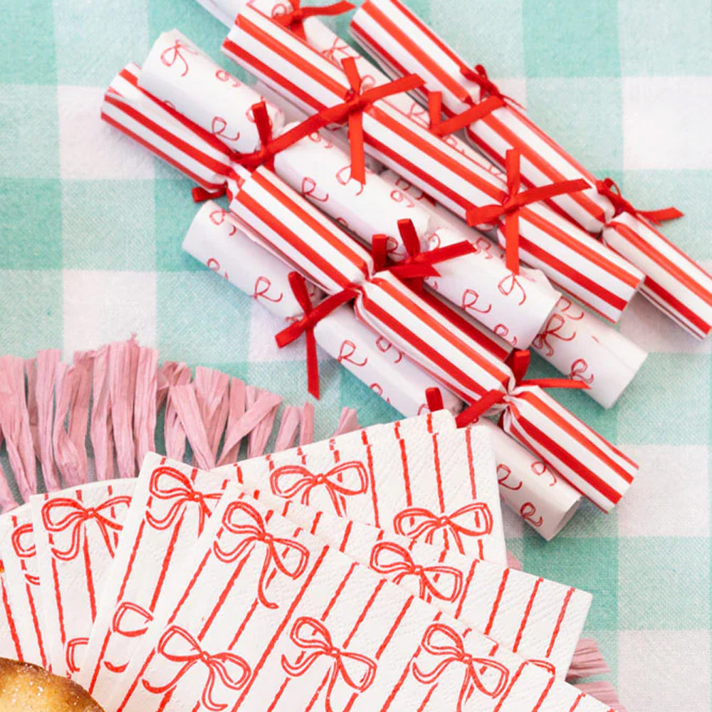 Candy Bow Christmas Saucer Crackers - 8 Pack