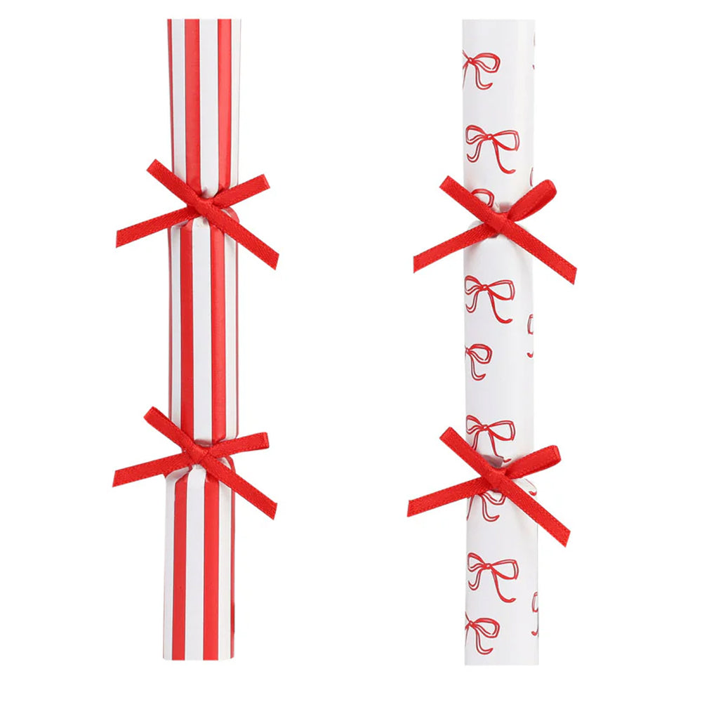 Candy Bow Christmas Saucer Crackers - 8 Pack