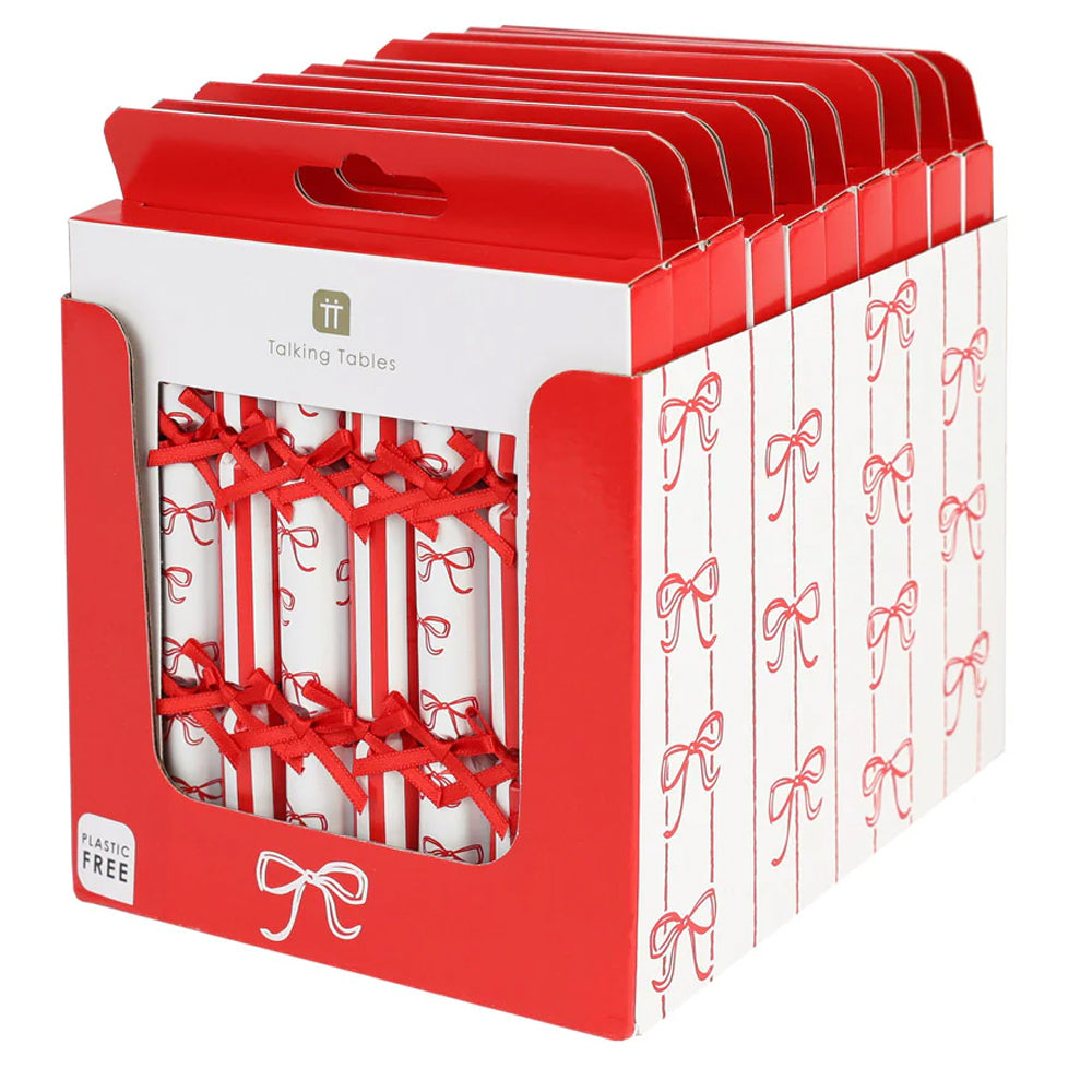 Candy Bow Christmas Saucer Crackers - 8 Pack
