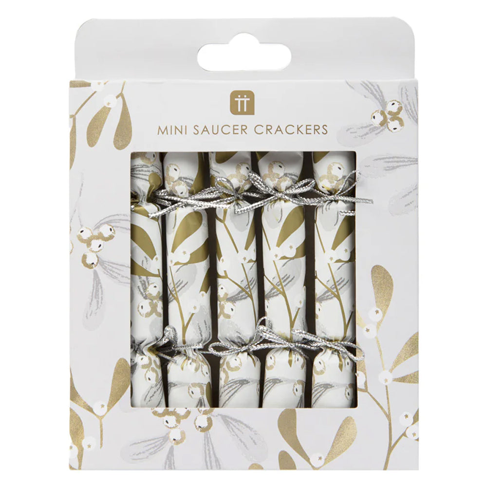 Mistletoe Christmas Mini Saucer Crackers - 12cm - Pack of 8