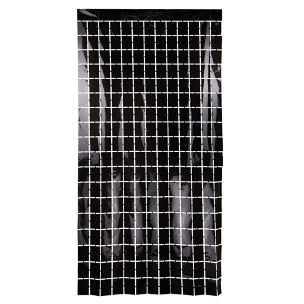 Black Metallic Square Party Backdrop - 97cm x 1.98m