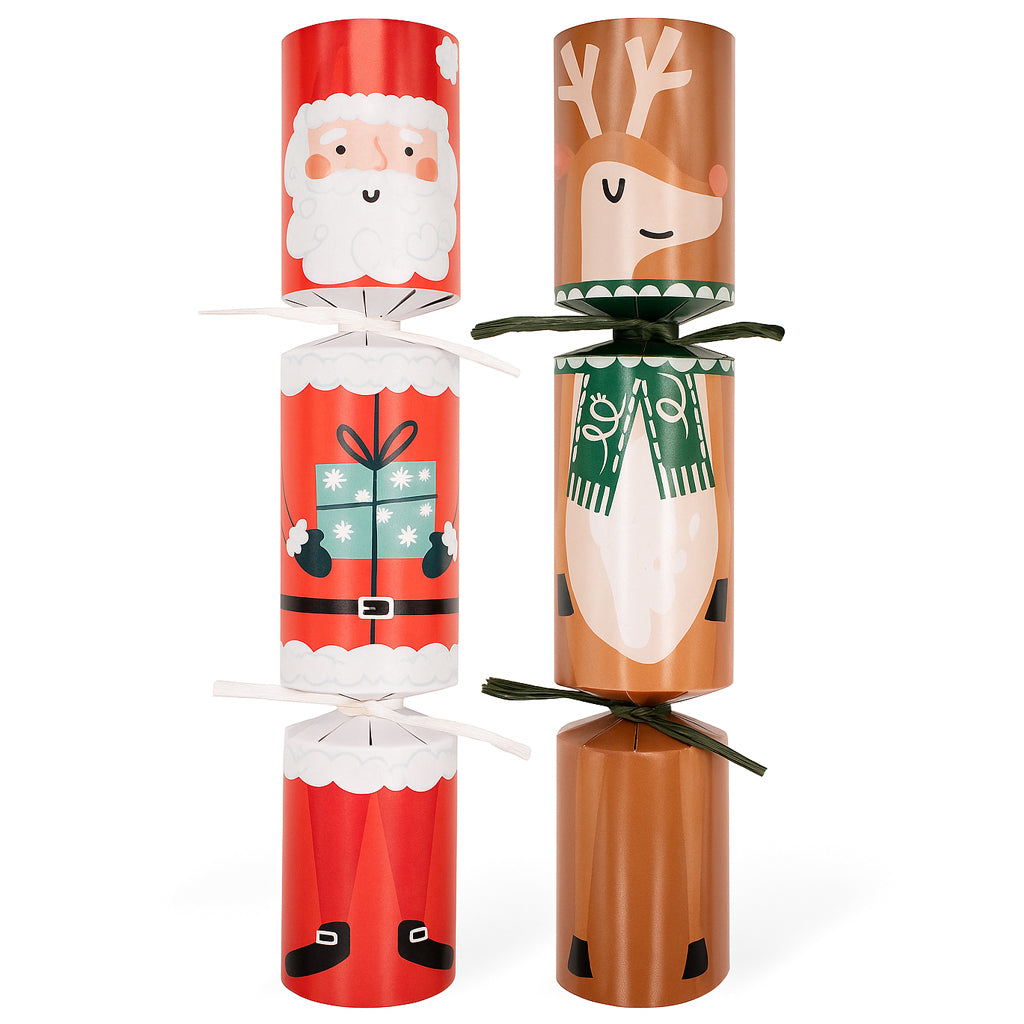 Santa & Reindeer Christmas Crackers - 10" - Plastic Free - Each